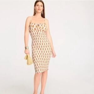 J. Crew 100% Linen Floral Print Summer Dress White Yellow Smocked 6